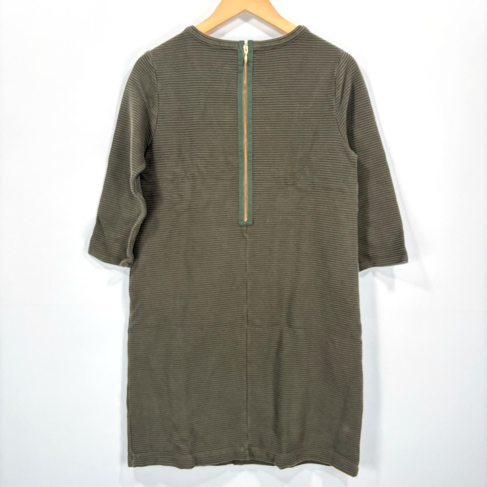 Vineyard Vines Ottoman Ribbed Shift Dress Women Small Green Cotton Zip Stretch - Picture 2 of 11